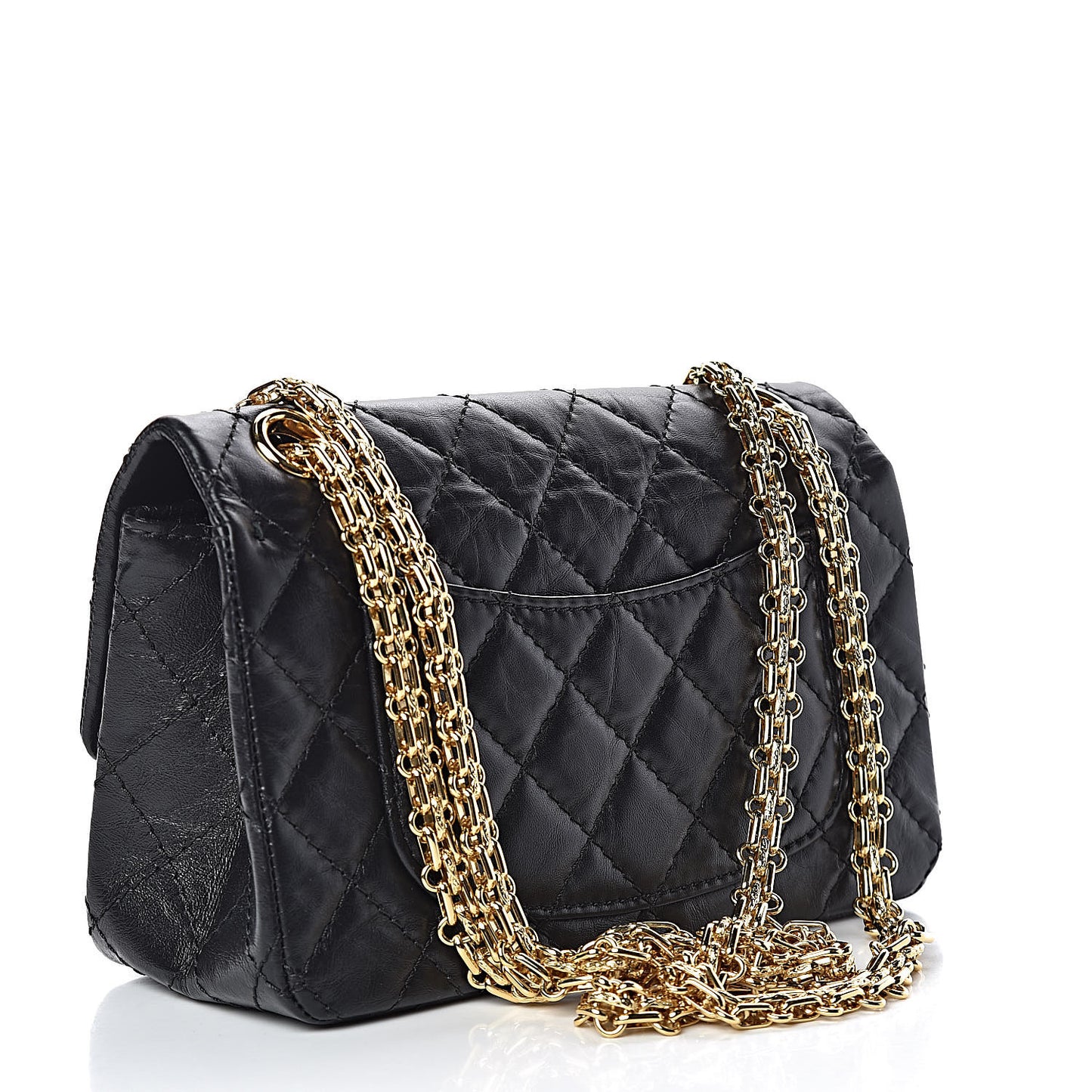 Aged Calfskin Quilted 2.55 Reissue 224 Flap Black
