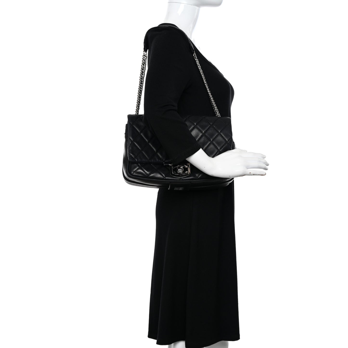 Lambskin Quilted Jumbo Icons Secret Label Flap Black