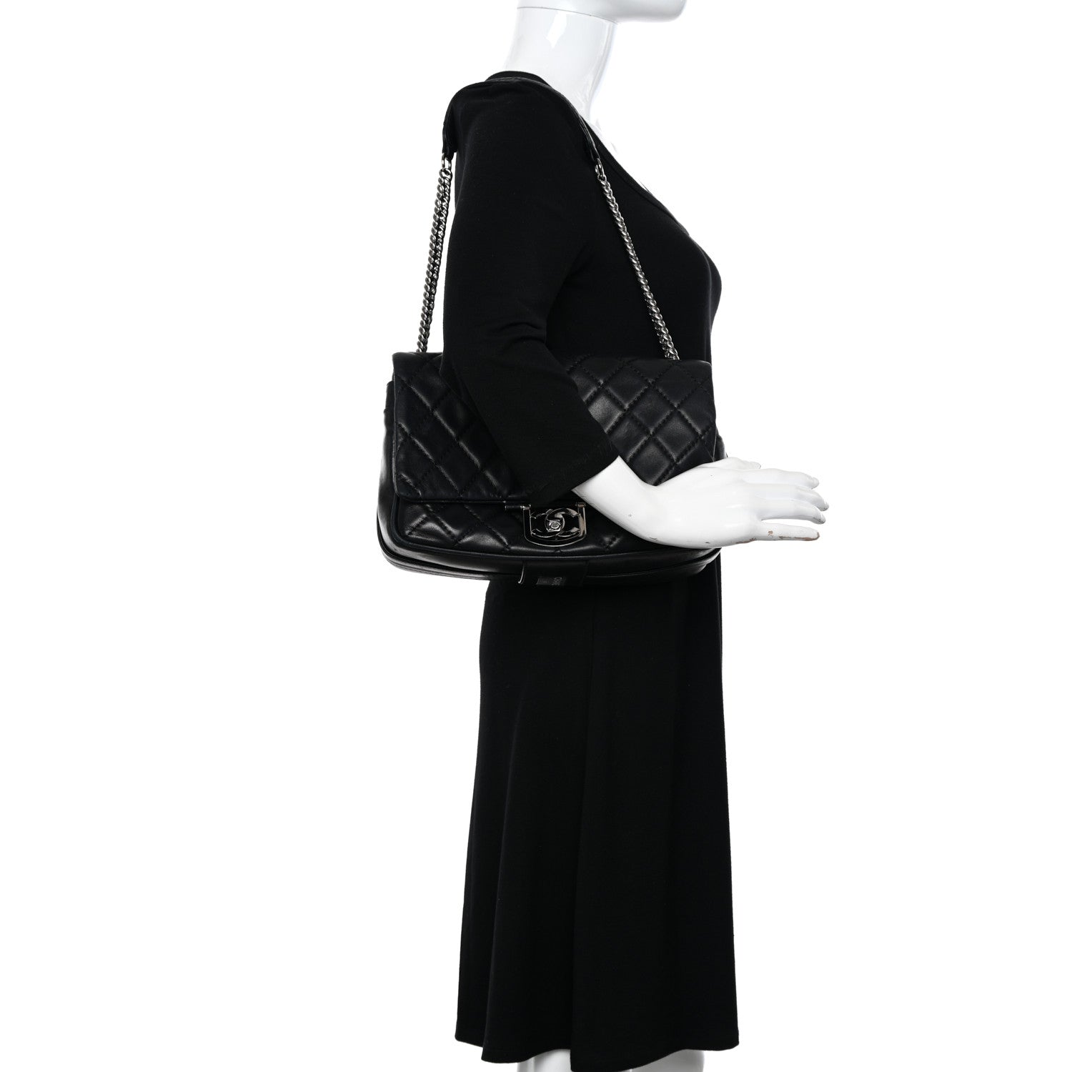 Chanel Lambskin Quilted Jumbo Icons Secret Label Flap Black 2 of 19