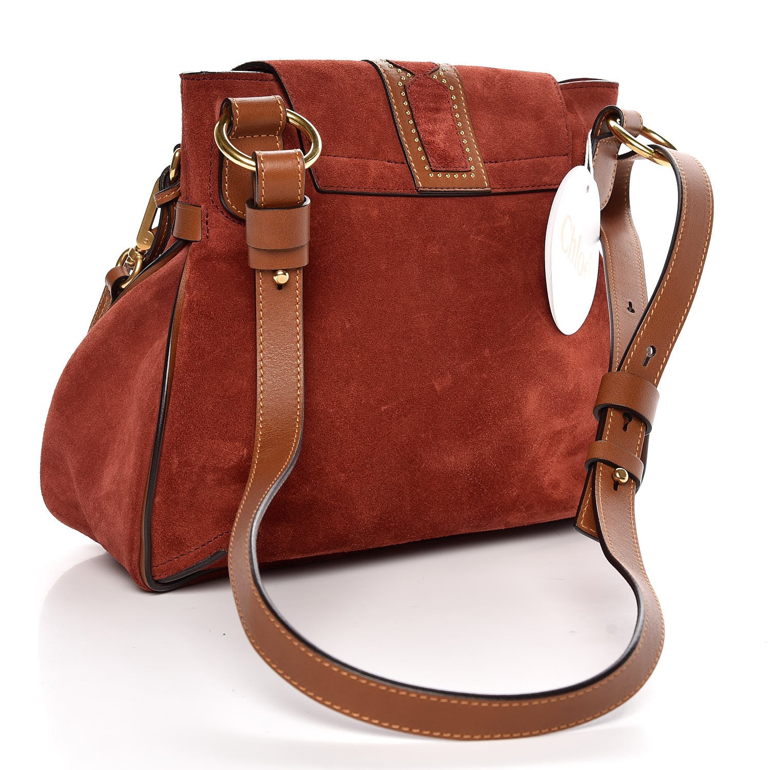 Chloe Suede Studded Small Lexa Shoulder Bag Saffron Red 3 of 8