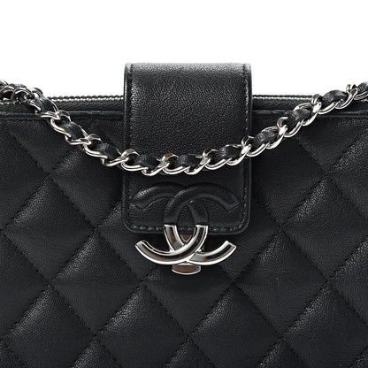 Chanel Goatskin Quilted CC Box Clutch With Chain Black 8 of 11