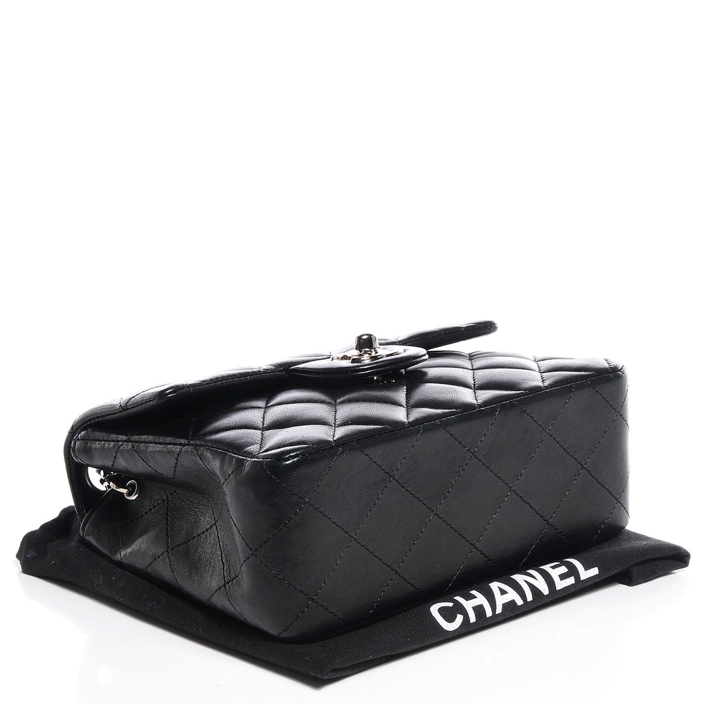 Lambskin Quilted Mini Square Flap Black