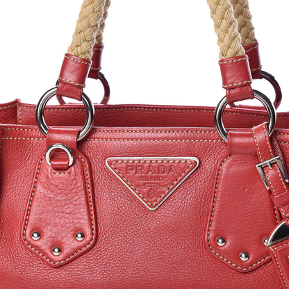 Prada Vitello Daino Rope Mini Tote Rosso 13 of 13