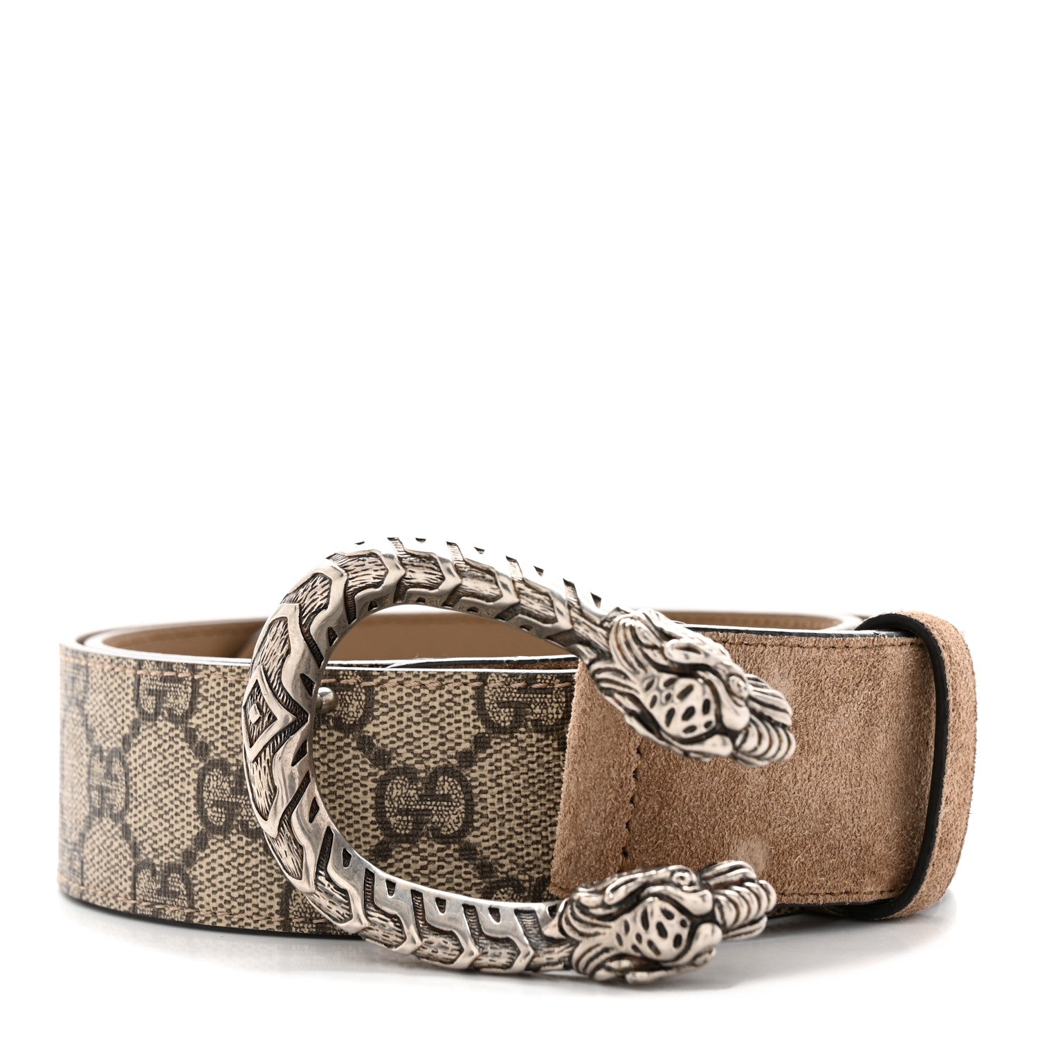 Gucci GG Supreme Monogram Suede Dionysus 40mm Belt 95 38 Beige Taupe 1 of 8