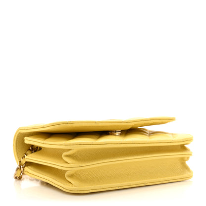 Chanel Caviar Quilted Mini Wallet On Chain WOC Yellow 4 of 11