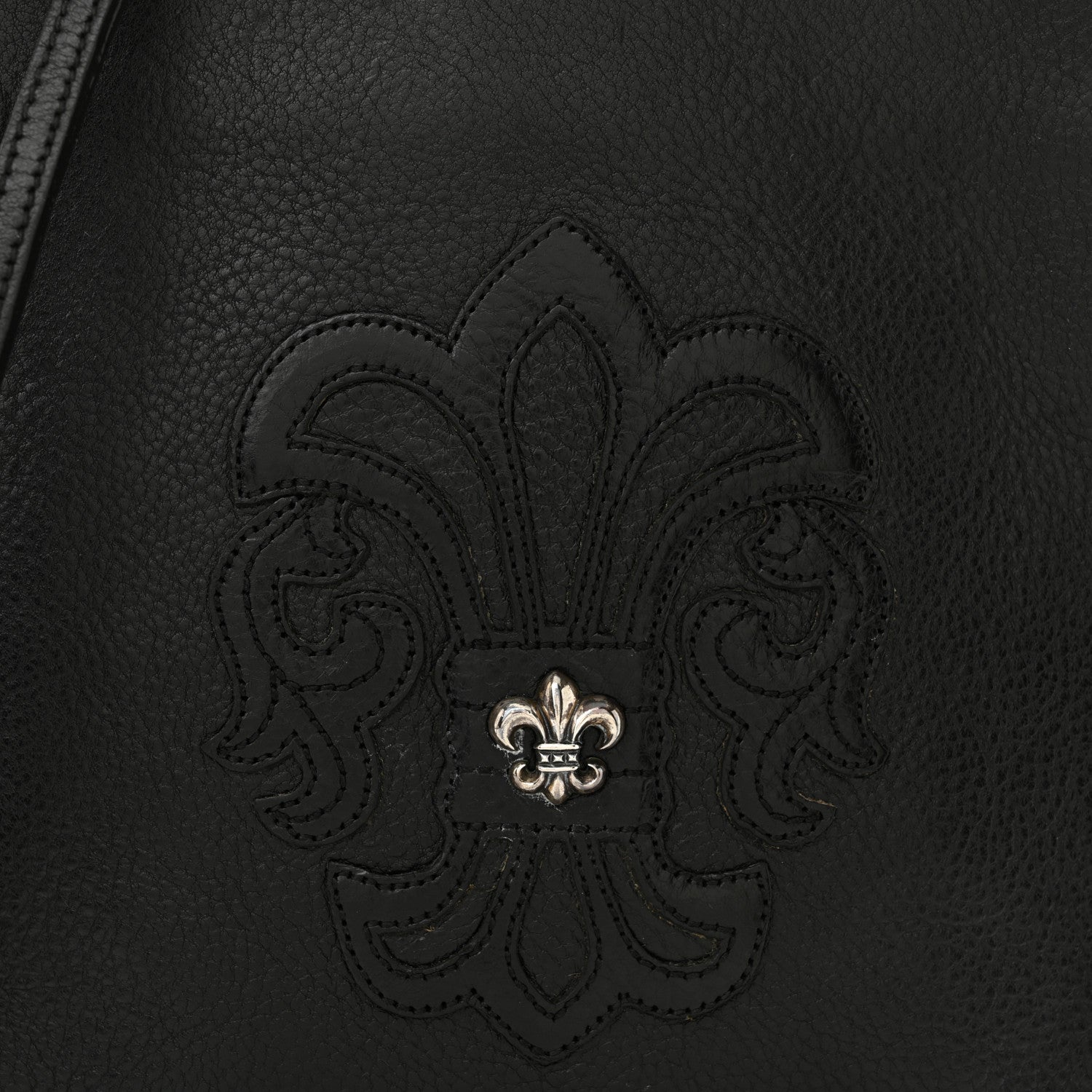 Chrome Hearts Grained Calfskin Fleur De Lis Square Pocket Crossbody Black 7 of 14
