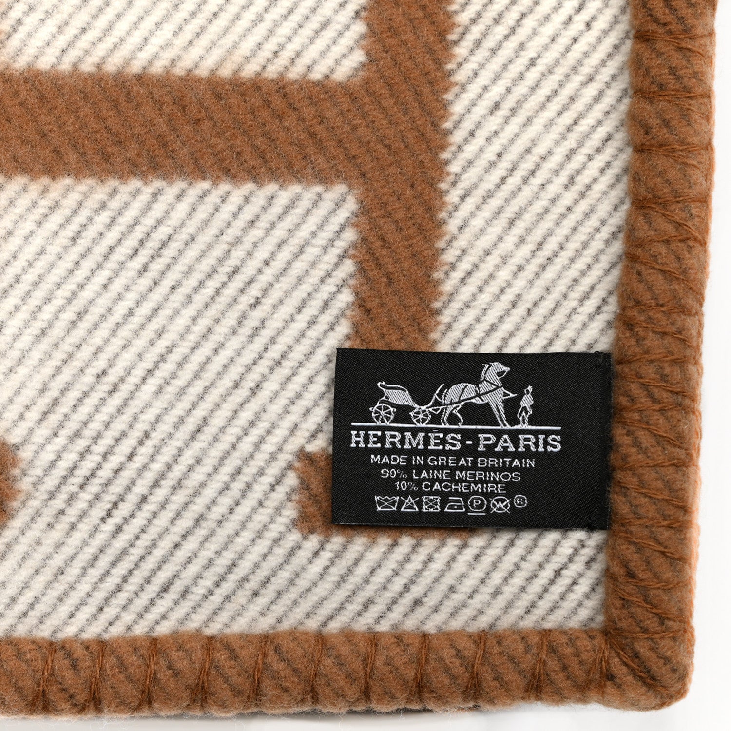 Hermes Wool Cashmere Avalon Blanket Ecru Camel 3 of 3
