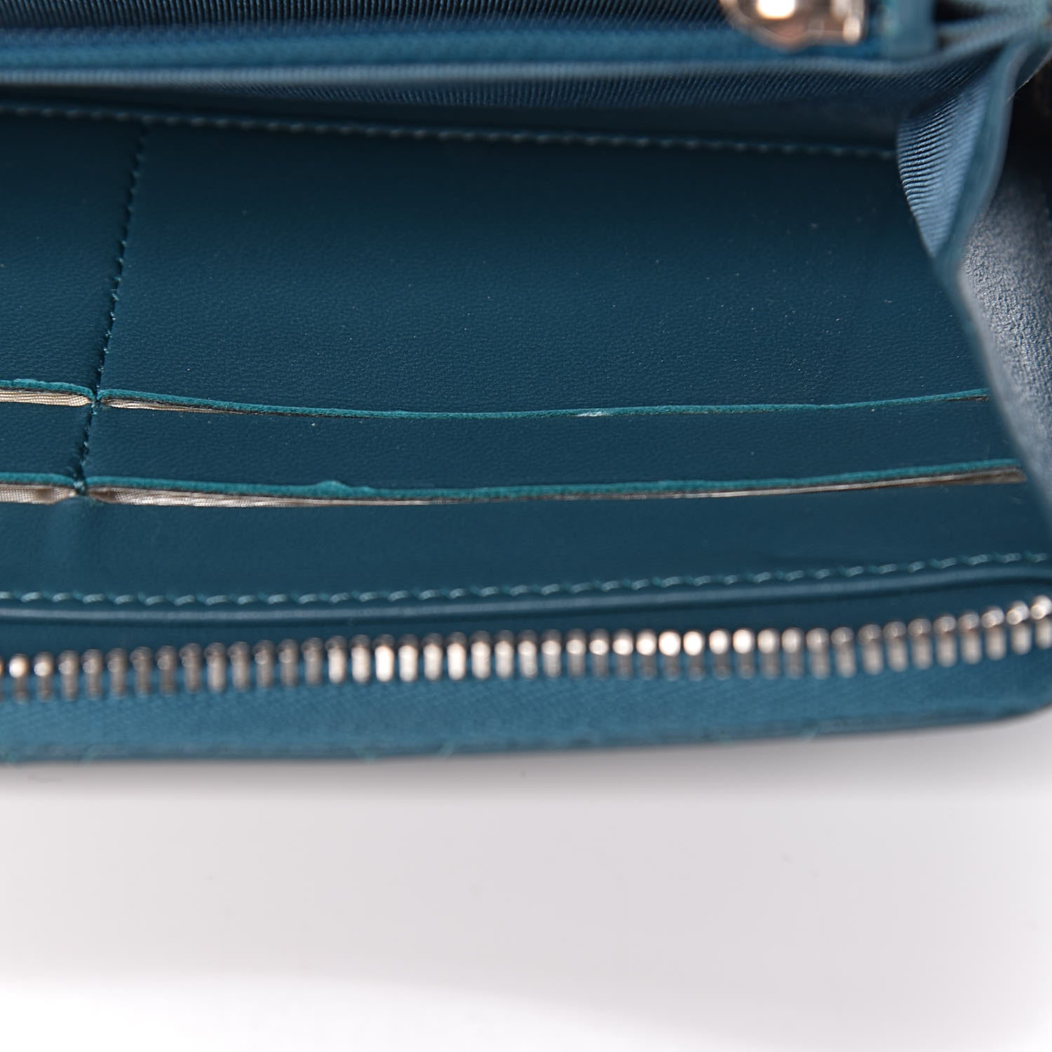 Chanel Lambskin Quilted Large Gusset Zip Around Wallet Turquoise 12 of 15
