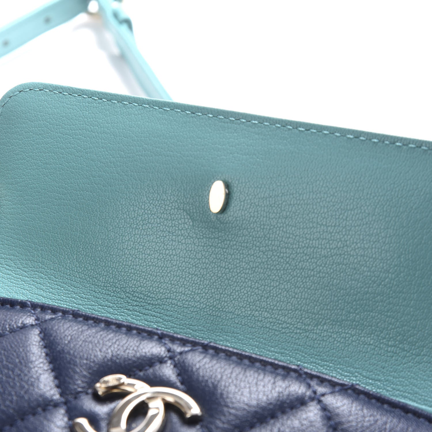Chanel Goatskin Quilted Tri-Color In & Out Waist Bag Navy Turquoise Pink 10 of 11