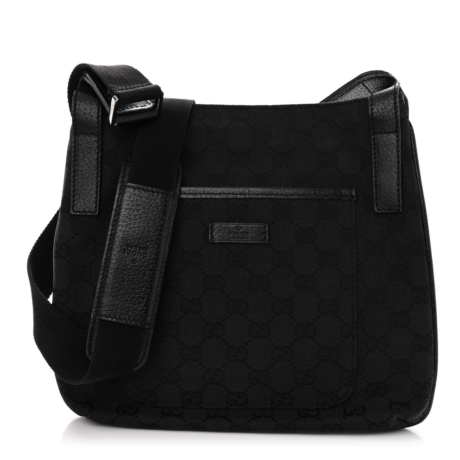 Gucci Monogram Flat Messenger Bag Black 1 of 9