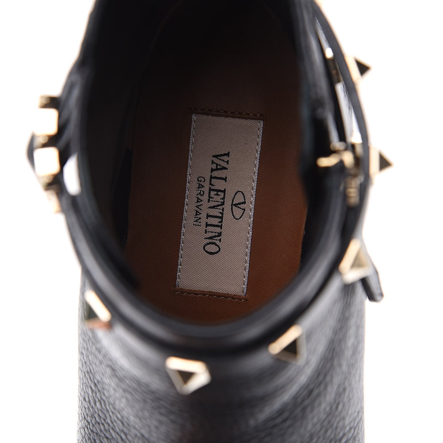 Grained Calfskin Rockstud Single Buckle 35mm Cowboy Ankle Boots 35 Black