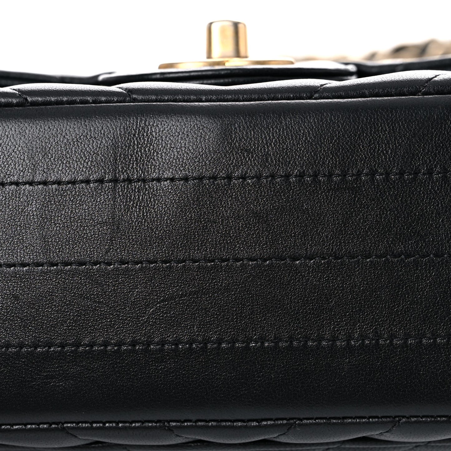 Lambskin Chevron Quilted Mini Rectangular Flap Black