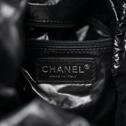 Chanel Wool Calfskin Embroidered Drawstring Backpack Navy Blue 5 of 12