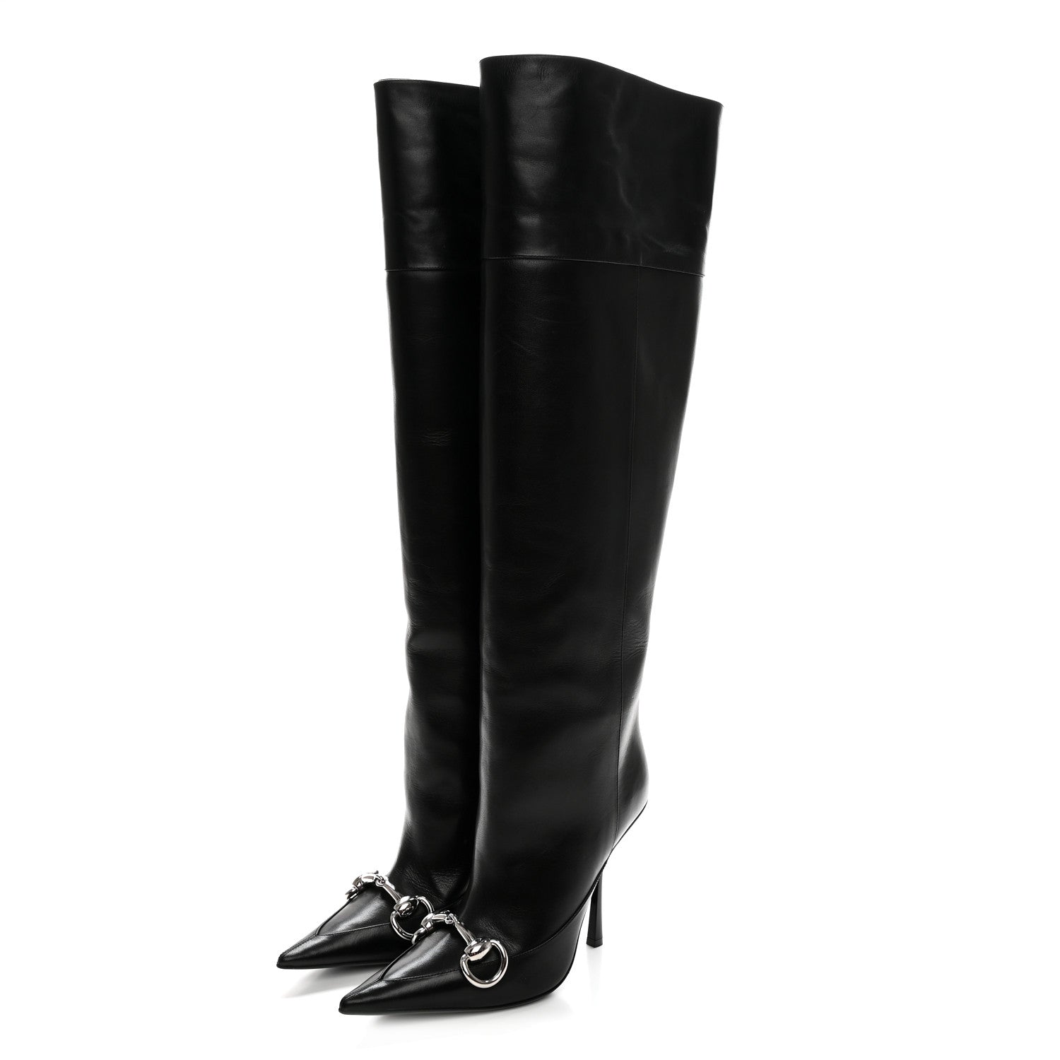 Gucci Nappa Boulevard Horsebit Knee High Boots 39 Black 3 of 7