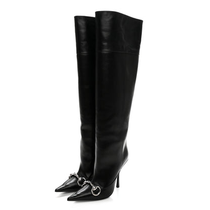 Gucci Nappa Boulevard Horsebit Knee High Boots 39 Black 3 of 7