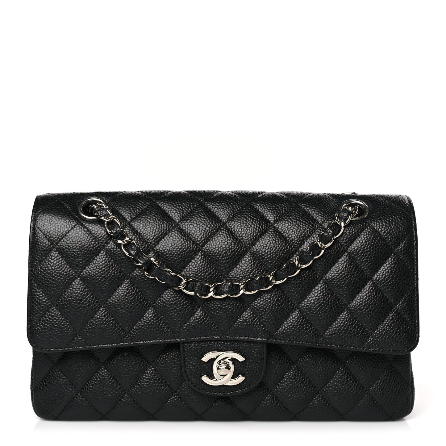 Caviar Quilted Medium Double Flap Black