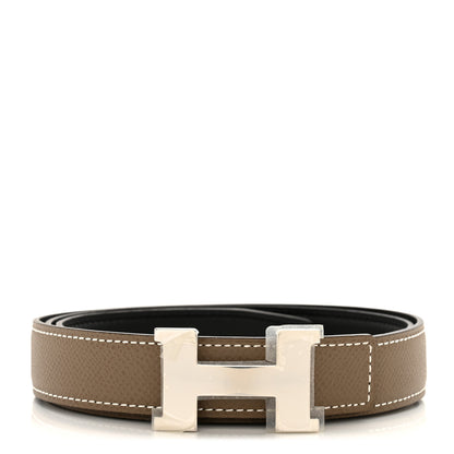Hermes Swift Epsom 24mm Mini Constance H Belt 85 34 Black Etoupe 1 of 5
