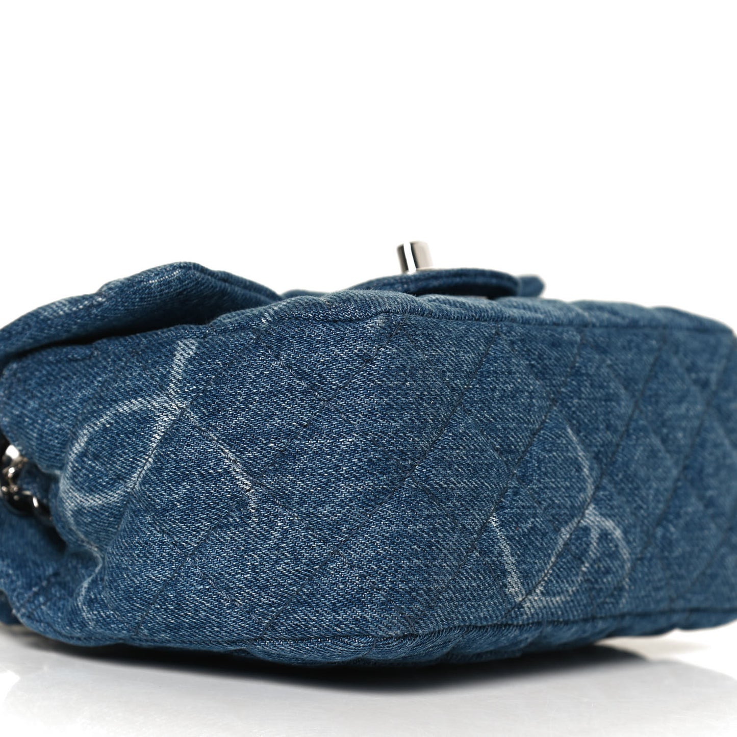 Denim CC Quilted Mini Square Flap Blue
