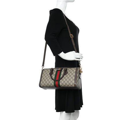 Gucci GG Supreme Monogram Web Medium Ophidia Boston Brown 2 of 9