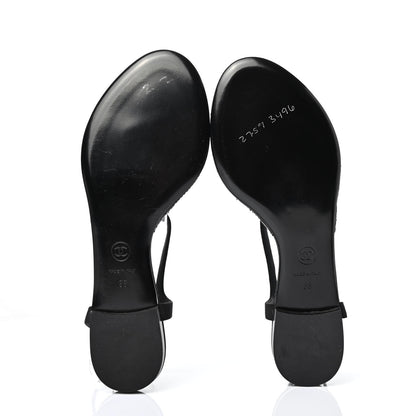 Chanel Grosgrain CC Chain Thong Sandals 38 Black Gold 4 of 4