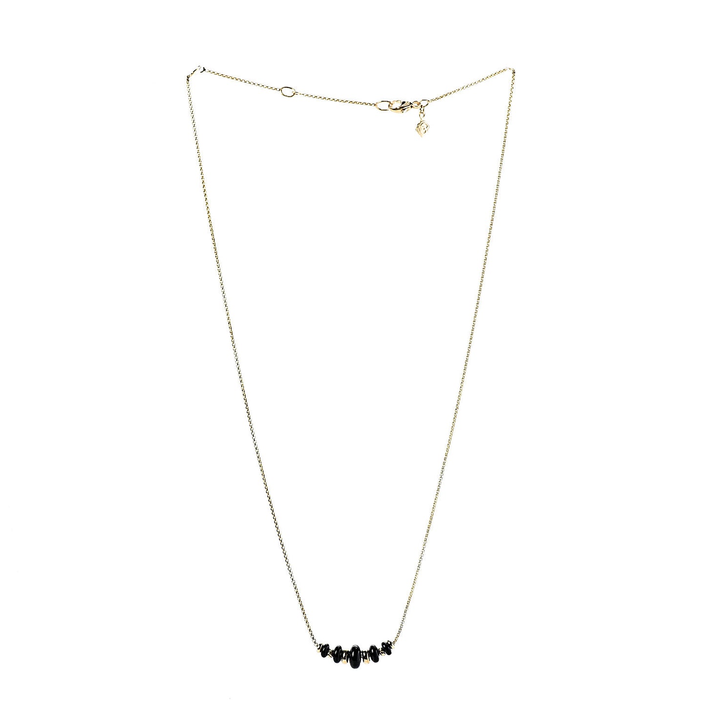 18K Yellow Gold Black Onyx Rio Rondelle Short Station Necklace