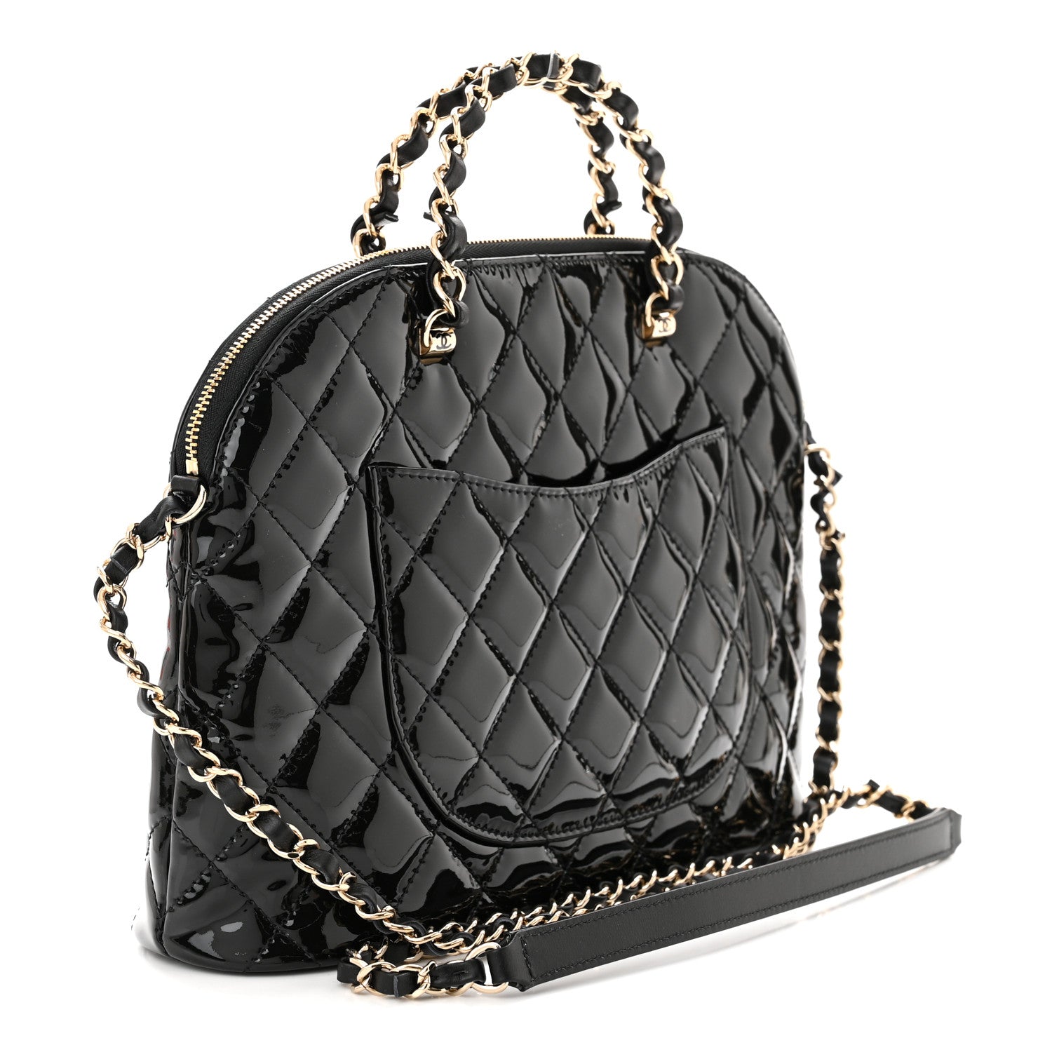 Chanel Patent Quilted Shiny Coco Small Shopping Bag Black 3 of 11