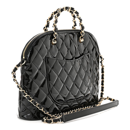 Chanel Patent Quilted Shiny Coco Small Shopping Bag Black 3 of 11