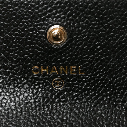 Chanel Caviar Camellia Embossed Card Holder Wallet Black 5 of 8