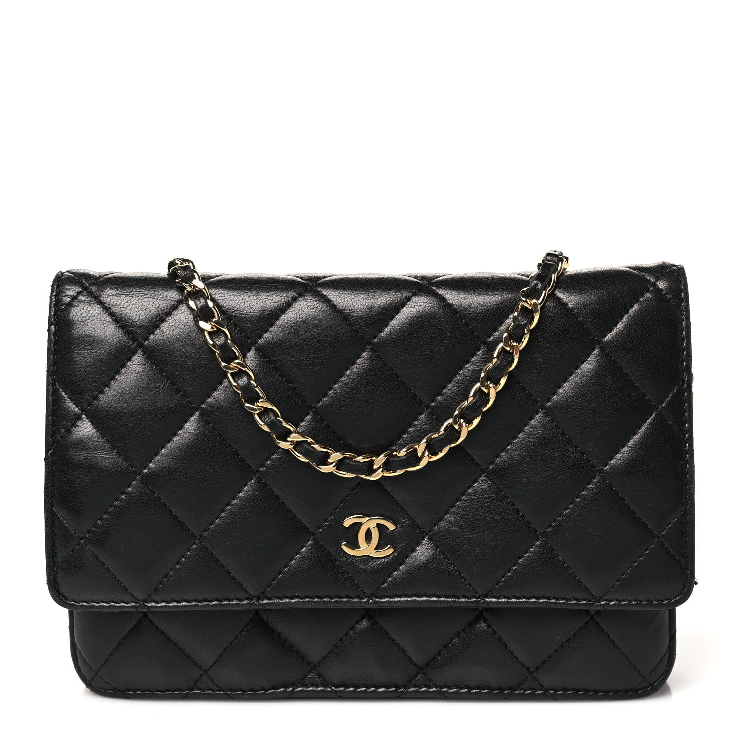 Chanel Lambskin Quilted Wallet On Chain WOC Black 1 of 14