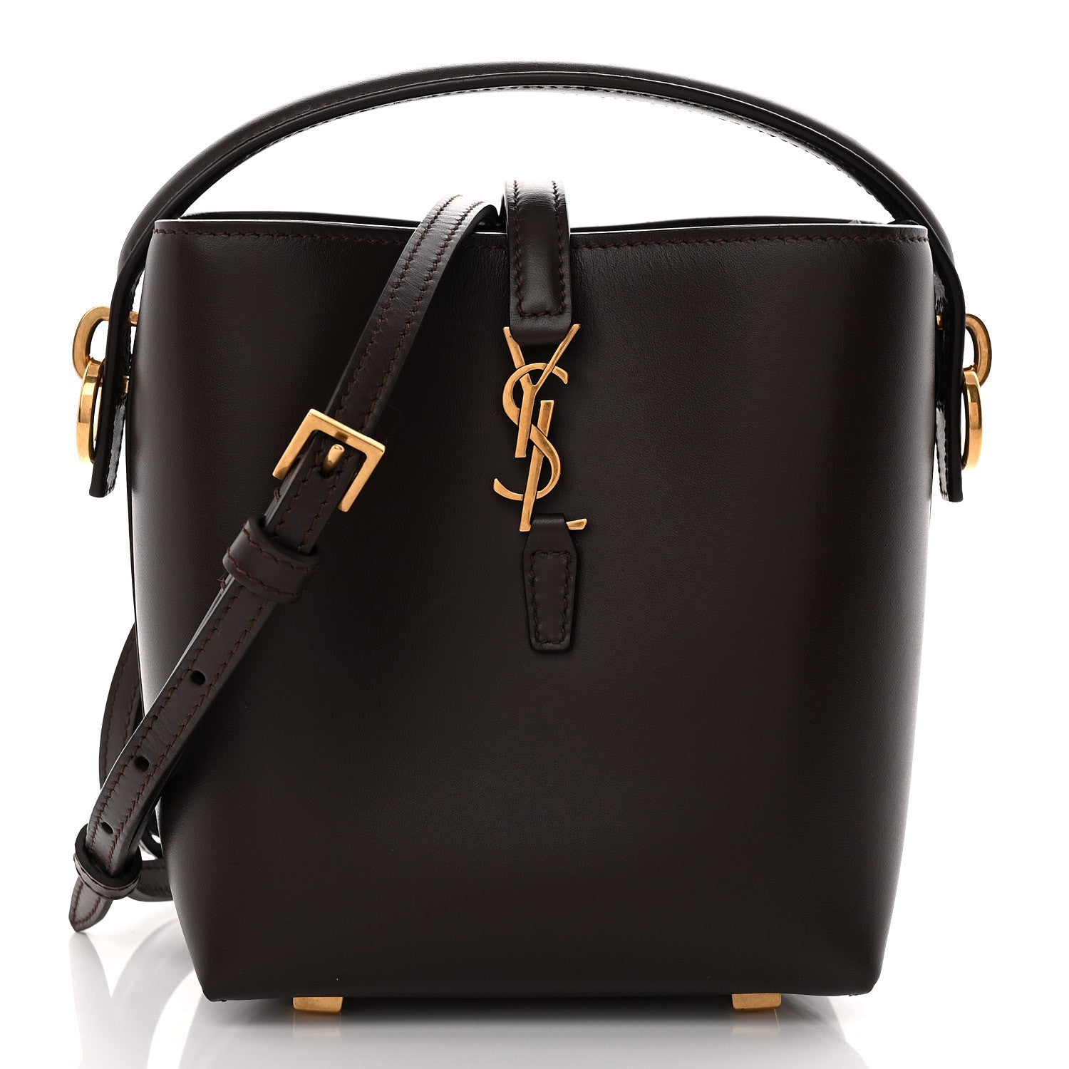 Saint Laurent Shiny Calfskin Le 37 Mini Bucket Bag Dark Sweet Chocolate 1 of 10