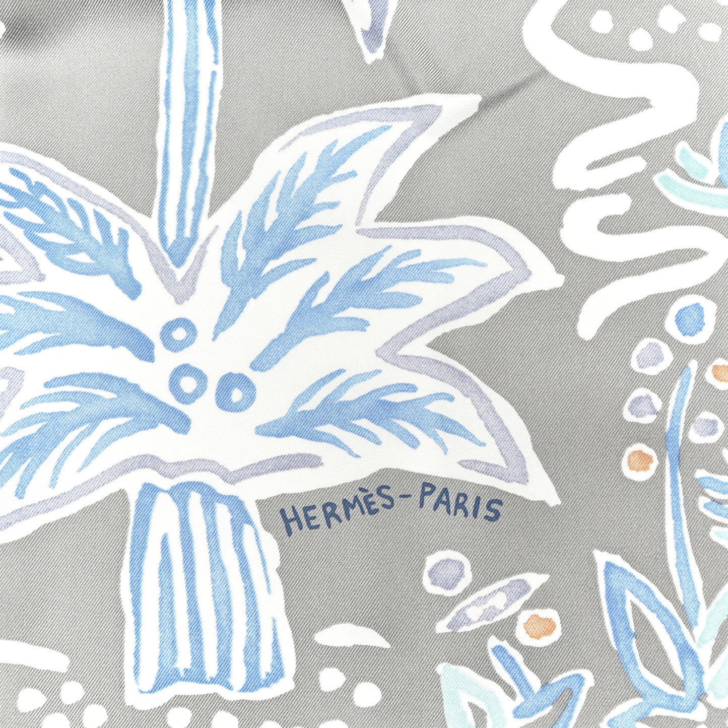 Silk Isola Di Primavera Scarf 90 Gris Clair Bleu Paradis