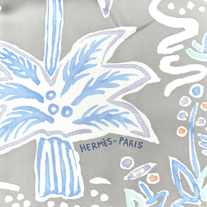 Hermes Silk Isola Di Primavera Scarf 90 Gris Clair Bleu Paradis 2 of 5