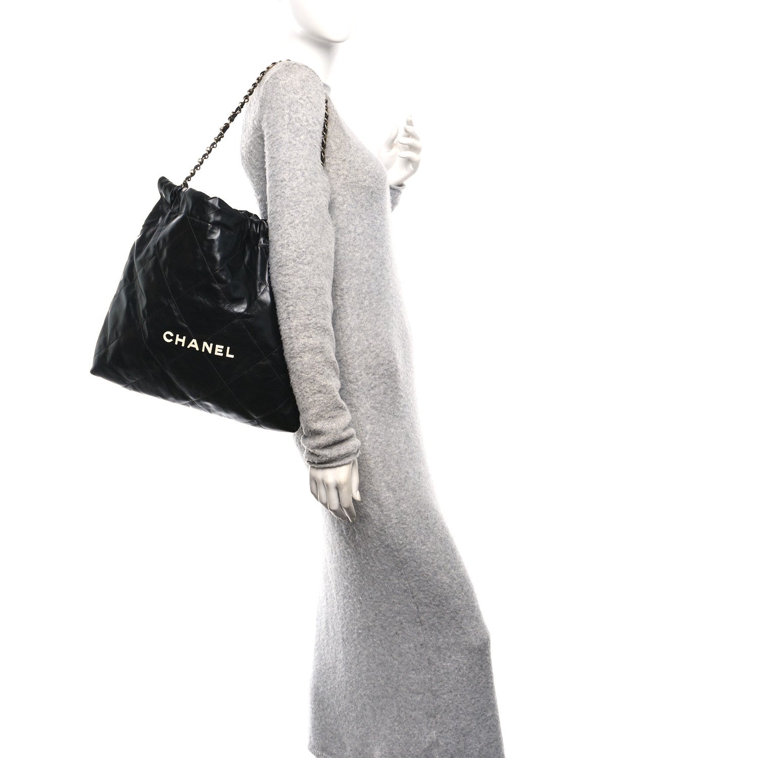 Chanel Shiny Calfskin Quilted Chanel 22 Black White 2 of 12