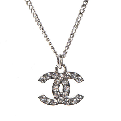 Chanel Crystal Timeless CC Necklace Silver 4 of 7