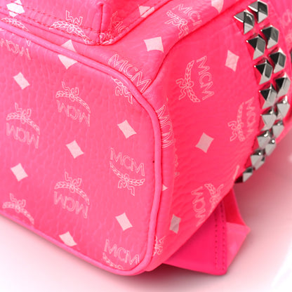 MCM Visetos Small Side Stud Stark Backpack Neon Pink 8 of 8