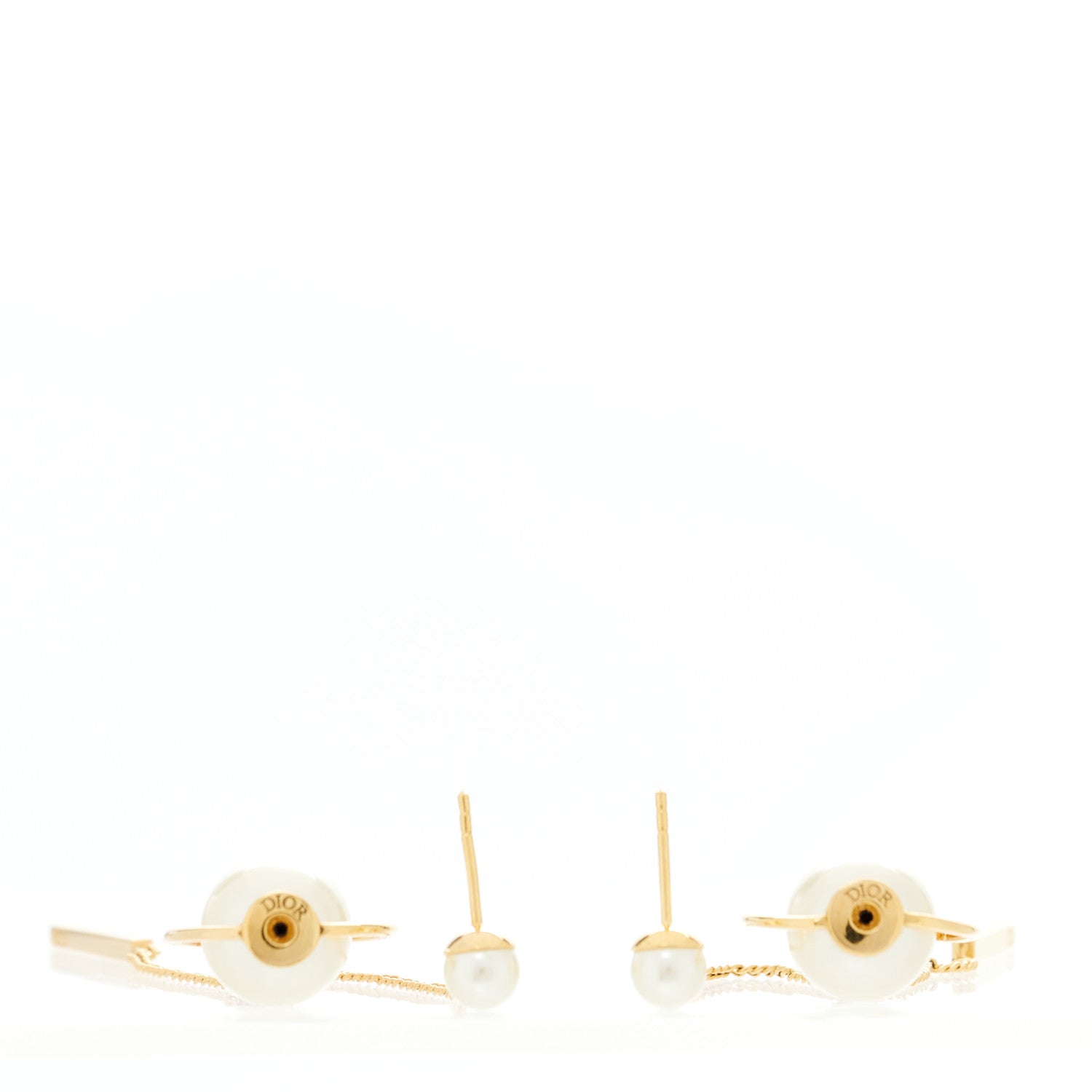 Christian Dior Pearl Tribales Dangle Chain Earrings Gold 4 of 5