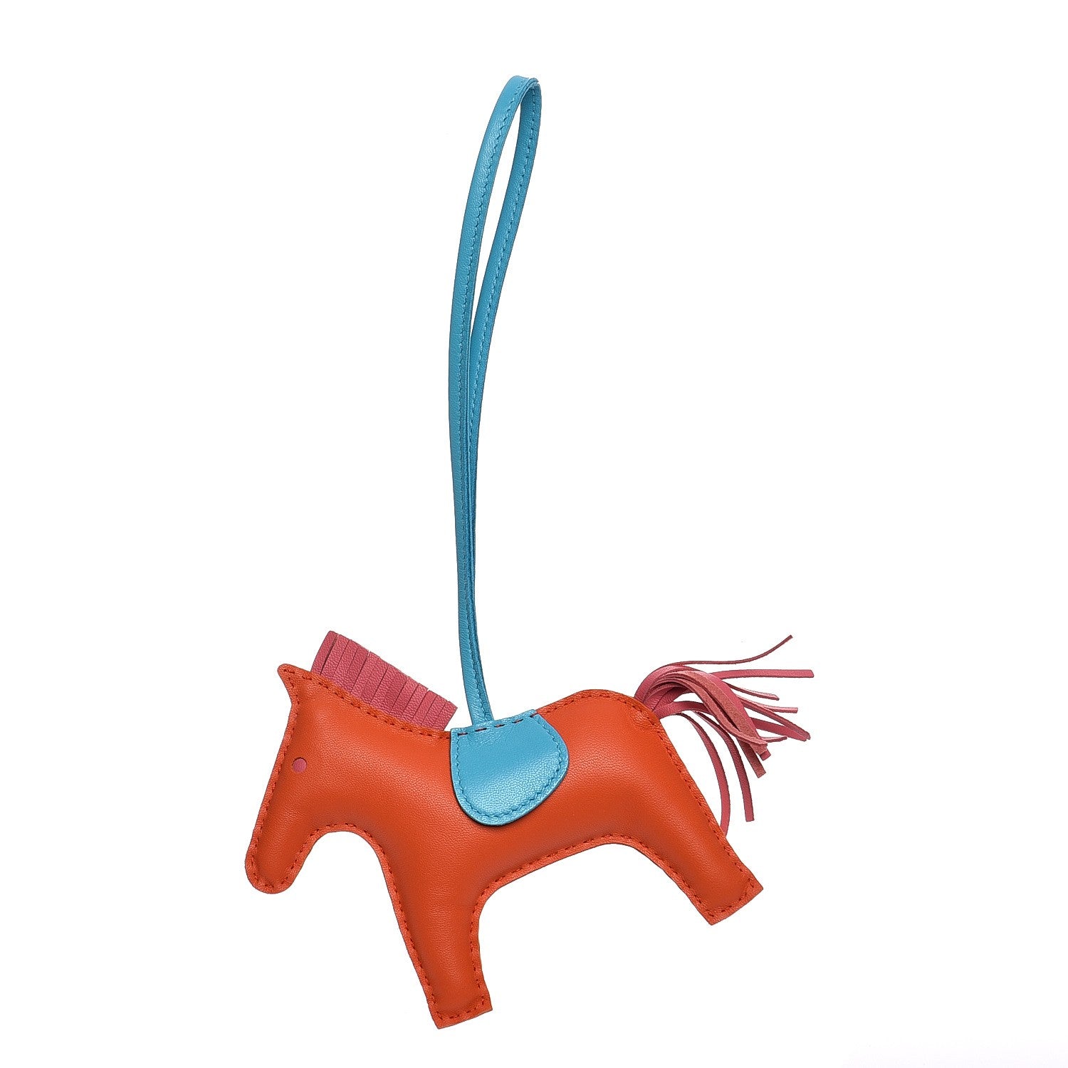 Hermes Milo Lambskin Grigri Rodeo Horse Bag Charm MM Orange Poppy Rose Azalee Bleu Azteque 1 of 3