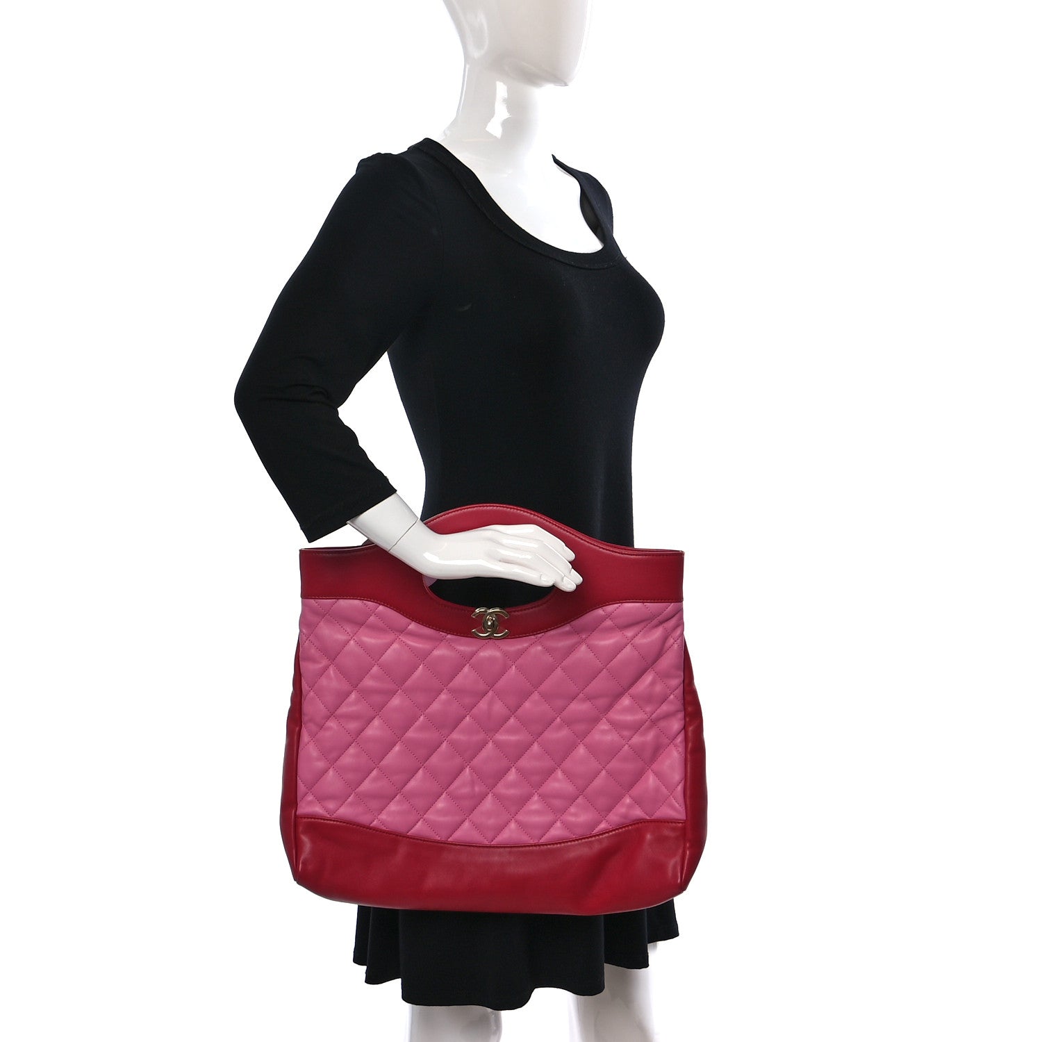 Chanel Lambskin Quilted Large 31 Shopping Bag Pink Light Red 2 of 11