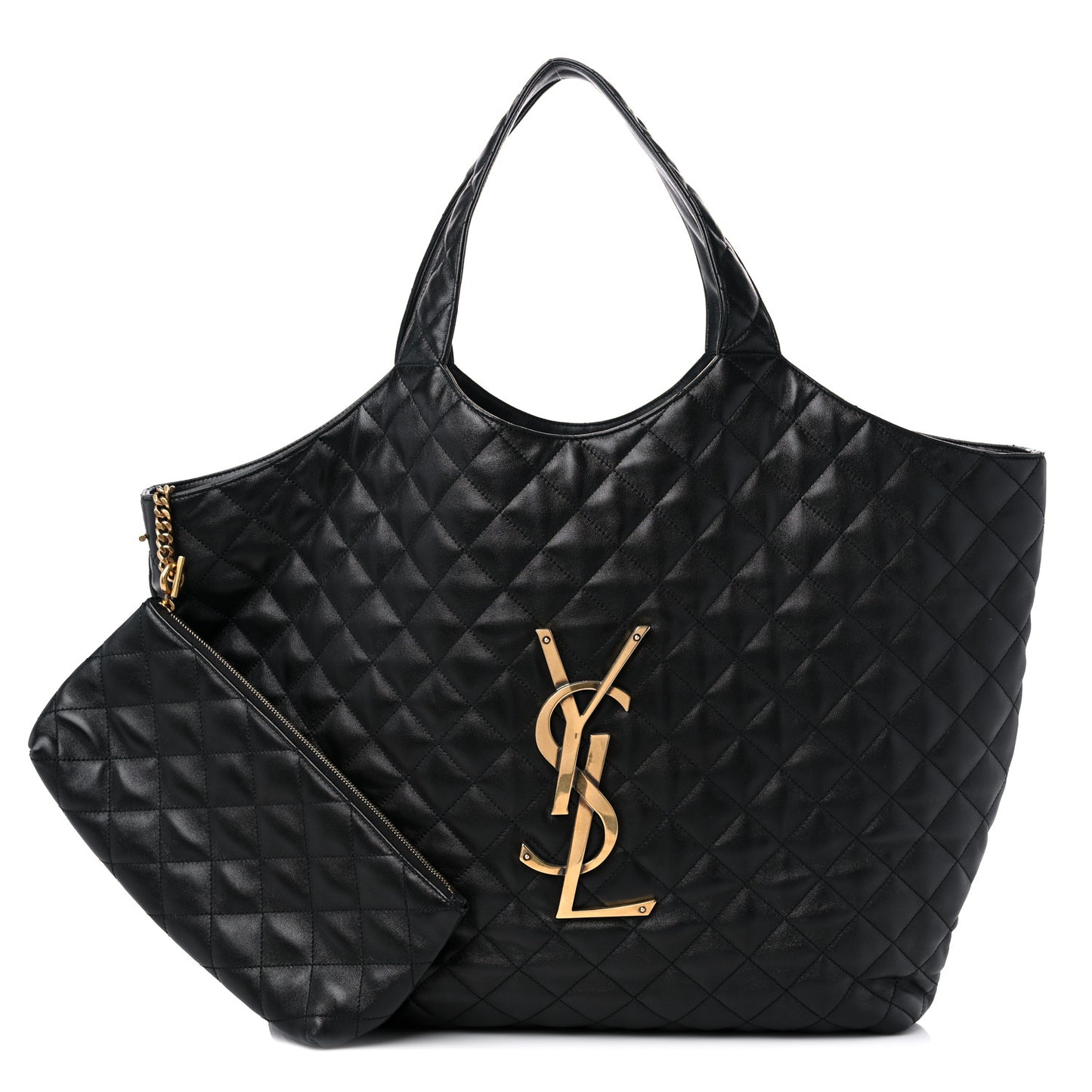 Lambskin Quilted Maxi Icare Shopping Tote Black