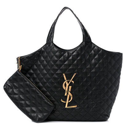 Saint Laurent Lambskin Quilted Maxi Icare Shopping Tote Black 1 of 10