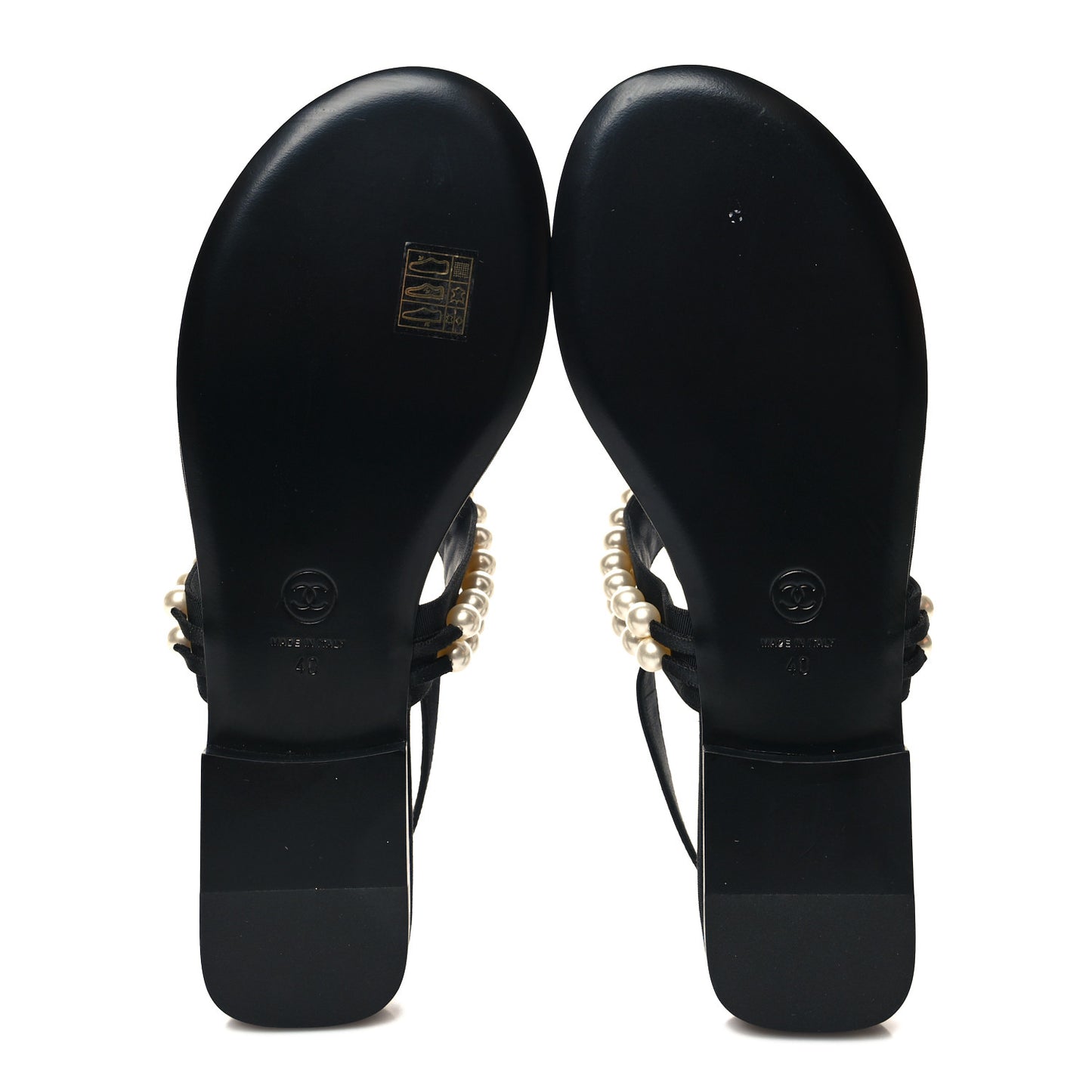 Grosgrain Pearl CC Sandals 40 Black