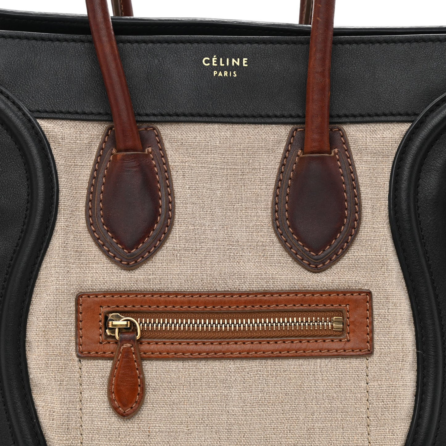 Calfskin Linen Micro Tri-Color Luggage Beige
