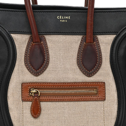 Celine Calfskin Linen Micro Tri-Color Luggage Beige 8 of 15
