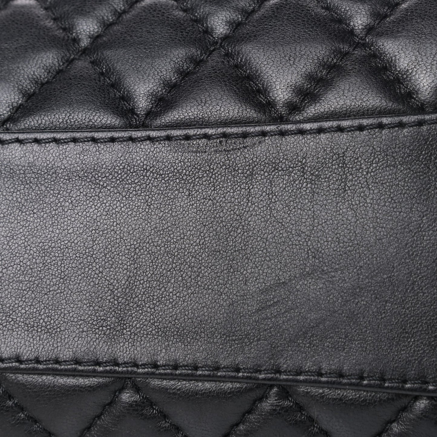 Lambskin Quilted Large Fluffy CC Shopping Tote Black