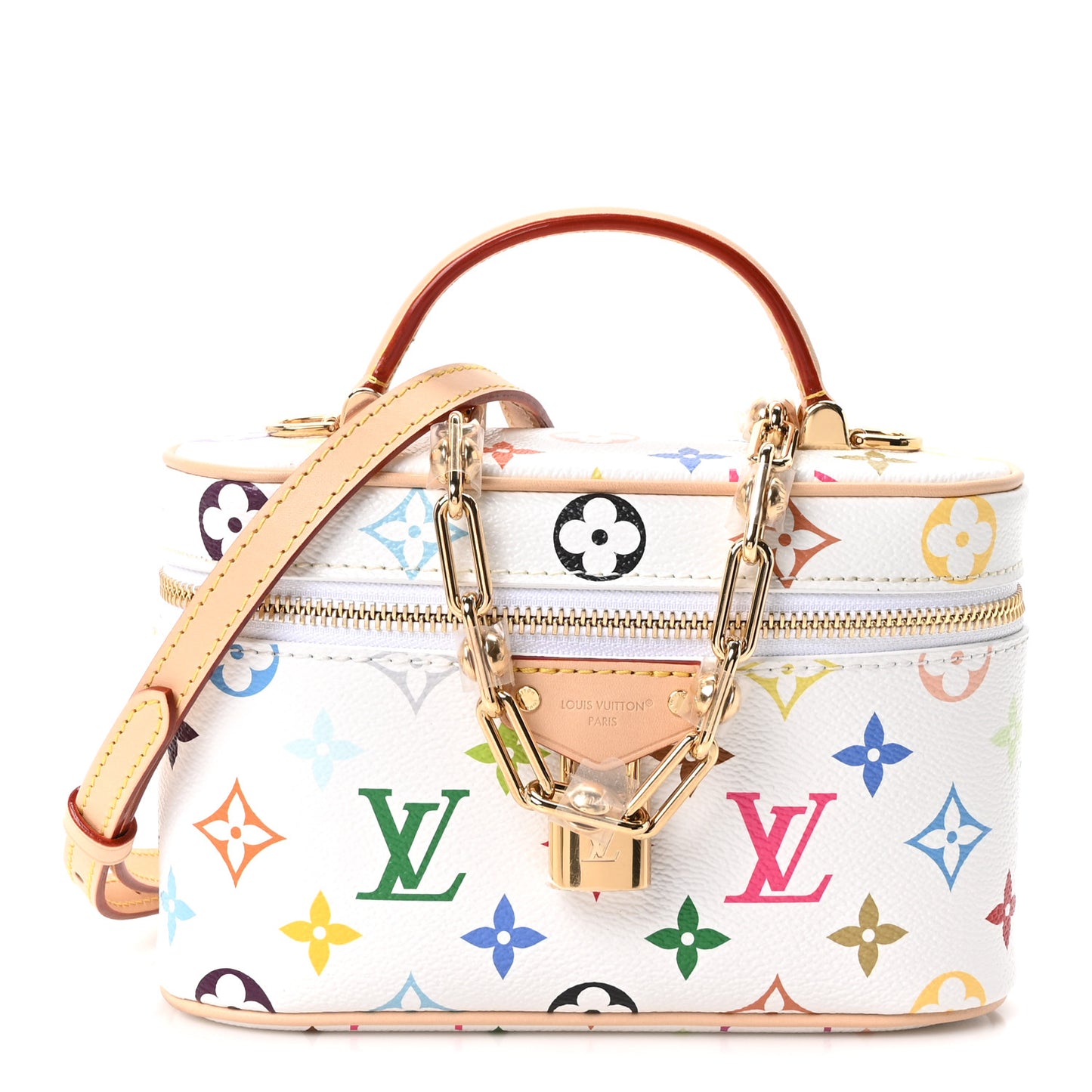 LV x TM Monogram Multicolor Vanity Chain Pouch White