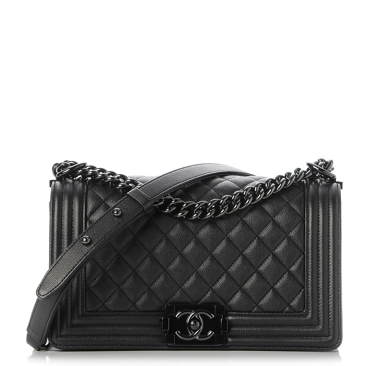 Caviar Quilted Medium Boy Flap So Black