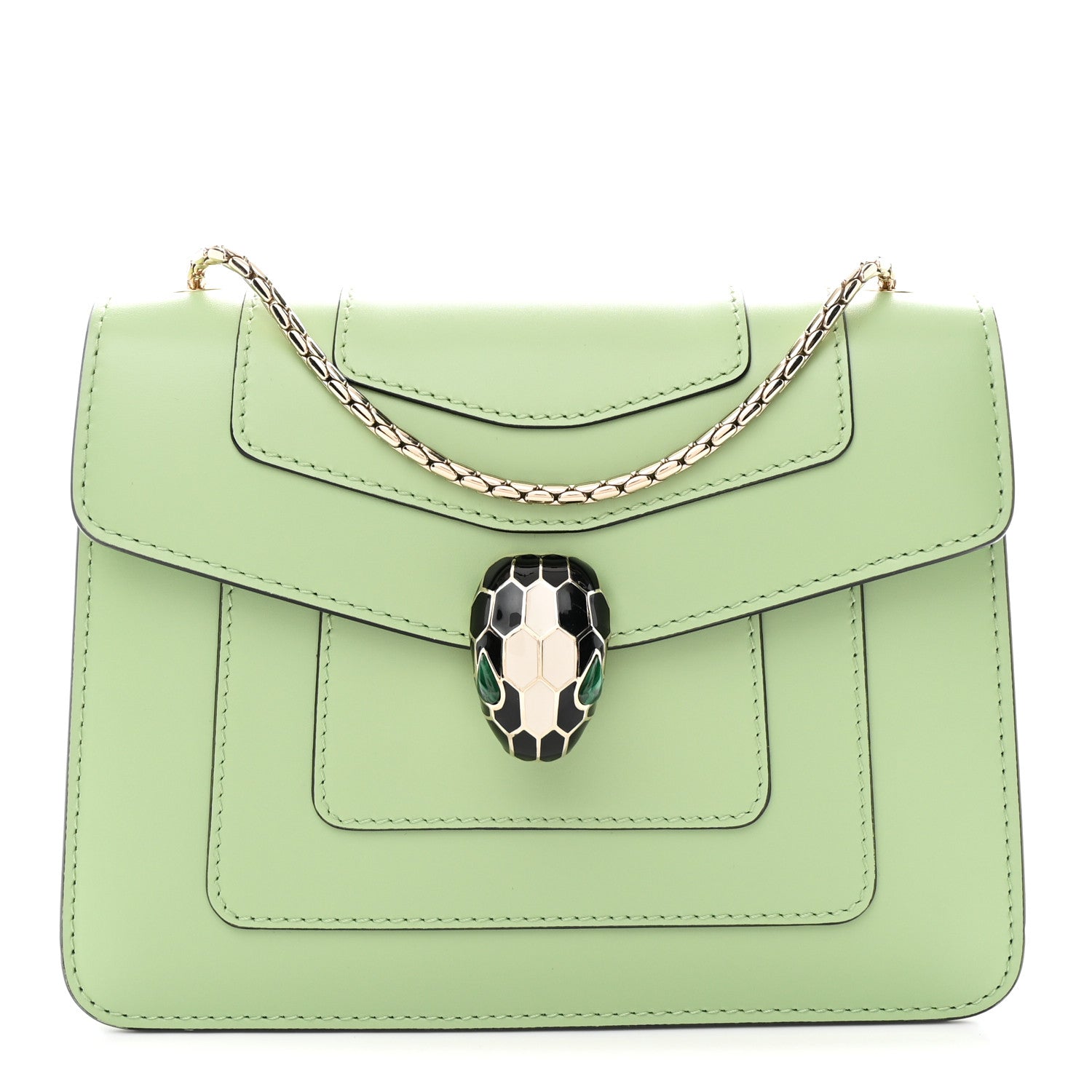 Bulgari Calfskin Small Serpenti Forever Snake Strap Crossbody Bag Light Green 1 of 11