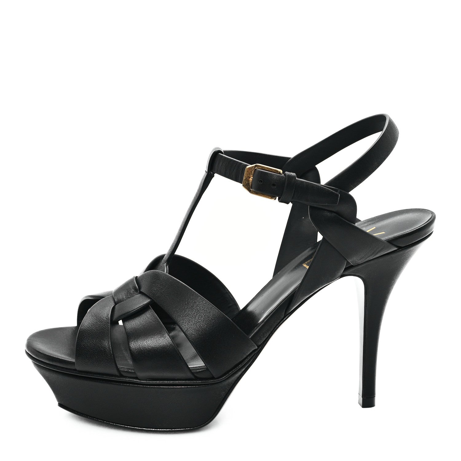 Saint Laurent Calfskin Tribute 75 Platform Sandals 37 Black 1 of 11
