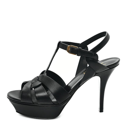 Saint Laurent Calfskin Tribute 75 Platform Sandals 37 Black 1 of 11