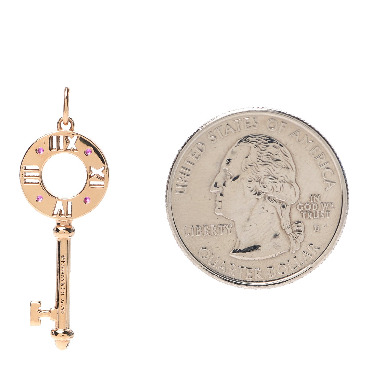 Tiffany 18K Rose Gold Ruby Atlas Pierced Key Pendant 2 of 4